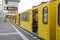 transport subway train train yellow cars at the railway station