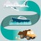 Transport system concept - airplane, ship, truck