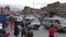 Transport traffic jam and crowd of people in El Alto