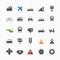 Transport and traffic symbol icon set