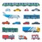 Transport vector public transportable bus plane or train and vehicle or bicycle for transportation in city illustration