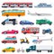 Transport vector public transportable vehicle plane or train and car or bicycle for transportation in city illustration