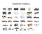 Transport vector shapes and elements for creation your own outdoor labels, wilderness retro patches, adventure vintage