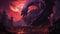 Transport yourself to a realm of epic fantasy with an album cover-style artwork featuring a majestic red dragon against a