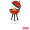 Transportable grill with fire color icon for web and mobile design