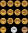 Transportation Buttons - gold round