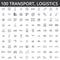 Transportation, car, logistics, vehicle, public transport, bus, tram, ship, shipping, auto service, truck line icons