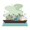 Transportation cargo merchandise ship cartoon