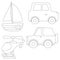 Transportation clipart set. outline