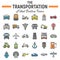Transportation filled outline icon set, transport