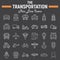 Transportation line icon set, transport symbols