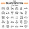 Transportation line icon set, transport symbols