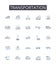 Transportation line icons collection. Commute, Transit, Travel, Conveyance, Carriage, Convoy, Haulage vector and linear