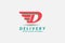 transportation logo design concept, red letter D with wing in white background , car logo, cargo .shipping. drop ship .vector