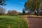 Transportation in the Netherlands, special bicycle lanes for safe cycling in Brabant in sunny autumn day