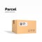 Transportation parcel. carton box container. QR code, closed parcel box, package paper box. package service, flat vector