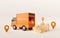 Transportation shipment delivery by truck, 3d illustration