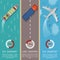 Transportation top view infographics vector illustration. Transport and delivery by land transport, sea and plane