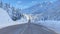 Transportation, traffic and magnificent views on mountainous roads in winter