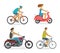 Transportation, trip, driving icon set. People rides by transport, concept. Cartoon vector illustration