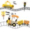 Transportations cartoon vector with, taxi and train