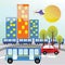 transportations in the city. Vector illustration decorative design