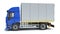 Transporter Box Truck 3D Rendering on White Background