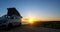 Transporter Camping Van bus at the California Ocean in the coastal Nature