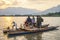 Transporting motorbikes over Mekong, Laos