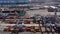 Transtainer yard, Aerial view of Shipping containers stacked by Mobile gantry cranes and Port traffic.