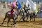 Transylvania medieval festival with knight riding horse