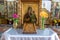 TRANSYLVANIA REGION, ROMANIA - JULY 2, 2017: A wood carved icon in a orthodox church