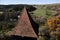 Transylvanian saxon traditional clay tiles on a medieval tower