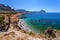 Trapani province Sicily Italy - Sea bay and beach view from coastline between San Vito lo Capo and Scopello