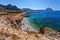 Trapani province Sicily Italy - Sea bay and beach view from coastline between San Vito lo Capo and Scopello