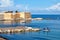 Trapani seafront, fishing boats at Bastione Conca