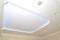 Trapezoid design and dot lamps on an opaque stretch ceiling