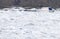 Trapped boat into the frozen Danube river