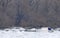 Trapped boat into the frozen Danube river