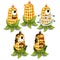 Trapped fancy monster in the form of an one-eyed decaying cob of corn isolated on a white background. Vector cartoon