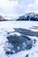 Trapped Gas Bubbles inside Frozen Lake Minnewanka in Banff