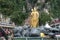 Trash bags and Lord Murugan statue at Thaipusam at Batu Caves