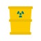 Trash barrel with radioation sign icon, flat style