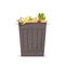 Trash bin filled with food waste. Illustration for organic waste, zero waste theme, modern environmental problem. Colored flat