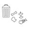 Trash bin full of garbage heap on white background.