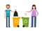 Trash bin, garbage can in flat design style. Ecology, environment symbol, icon. Cartoon vector illustration