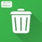 Trash bin garbage icon in flat style. Trash bucket vector illustration with long shadow. Garbage basket business concept.