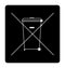 Trash bin icon on black background