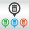 Trash bin icon . eps 10, icon map pin