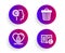 Trash bin, Local grown and Writer icons set. Copyright sign. Garbage, Organic tested, Copyrighter. Vector